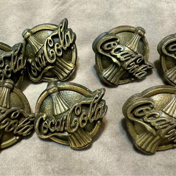 7Coca-Cola Round Drawer Pull Knob Handle Brass 1.5" RARE - Picture 5 of 5